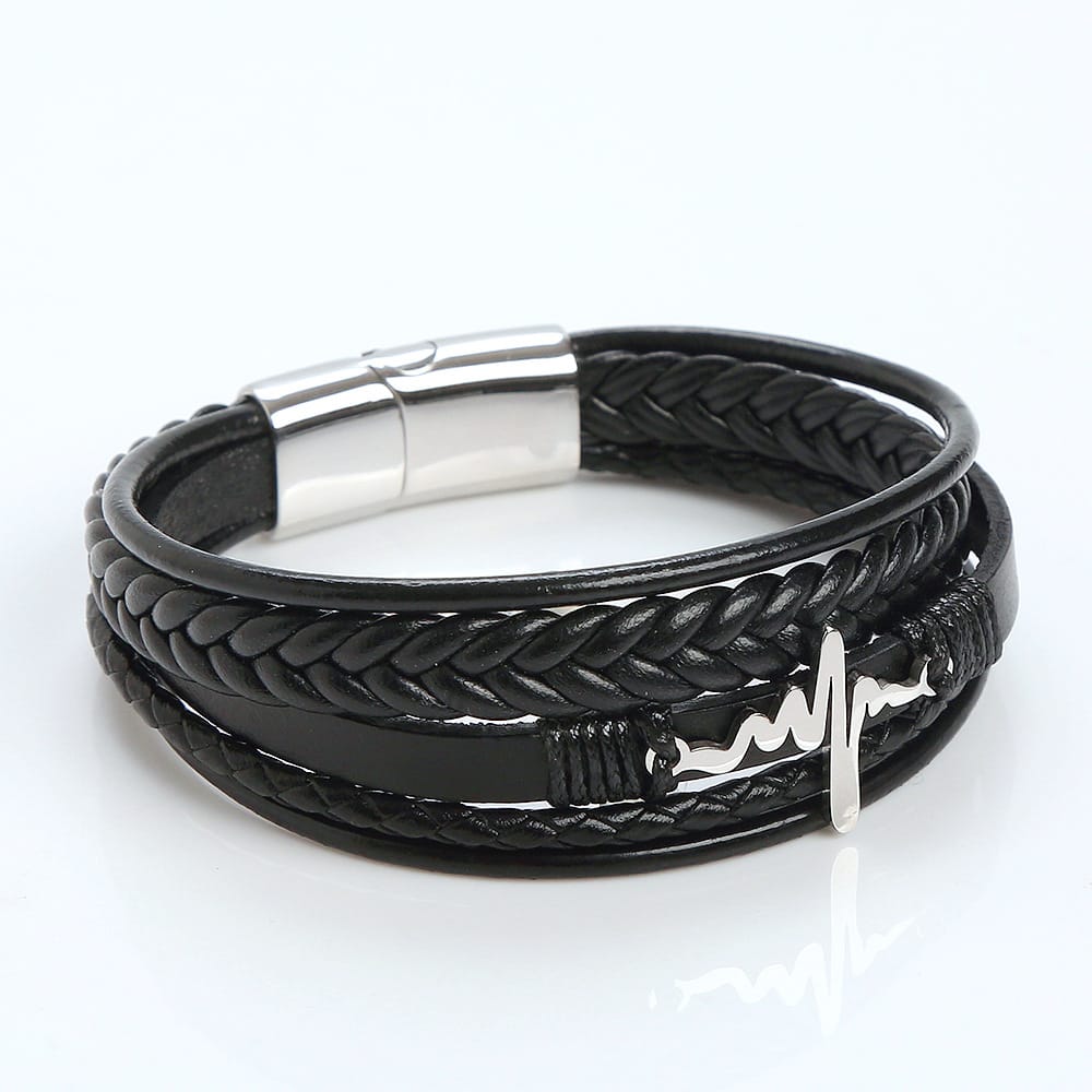 Bratara-barbati-piele-naturala-negru-Heartbeat1