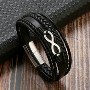 Bratara-barbati-piele-naturala-negru-Infinit
