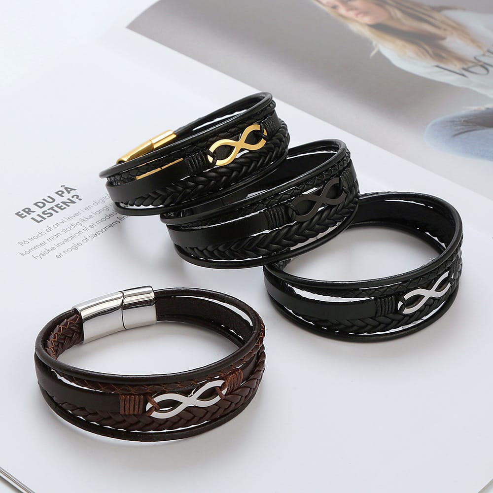 Bratara-barbati-piele-naturala-maro-Infinit4