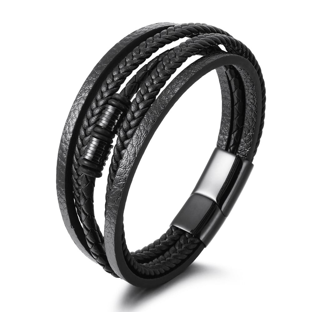 Bratara-barbati-piele-naturala-negru-Icon