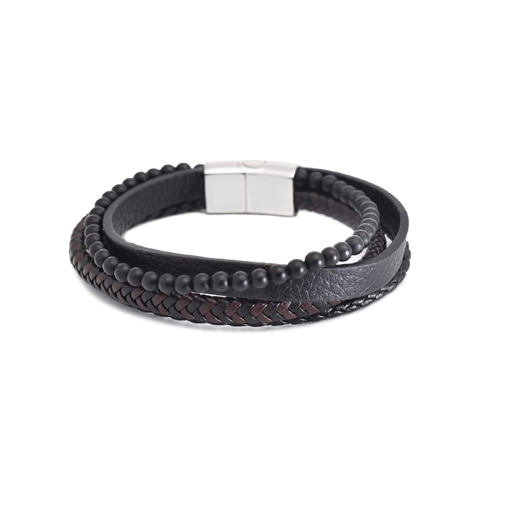 Bratara-barbati-piele-naturala-negru-Orion