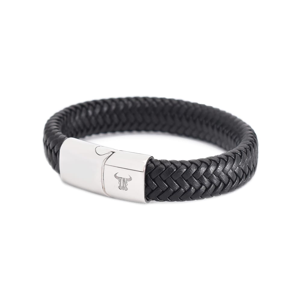 Bratara-barbati-piele-naturala-negru-Silva1