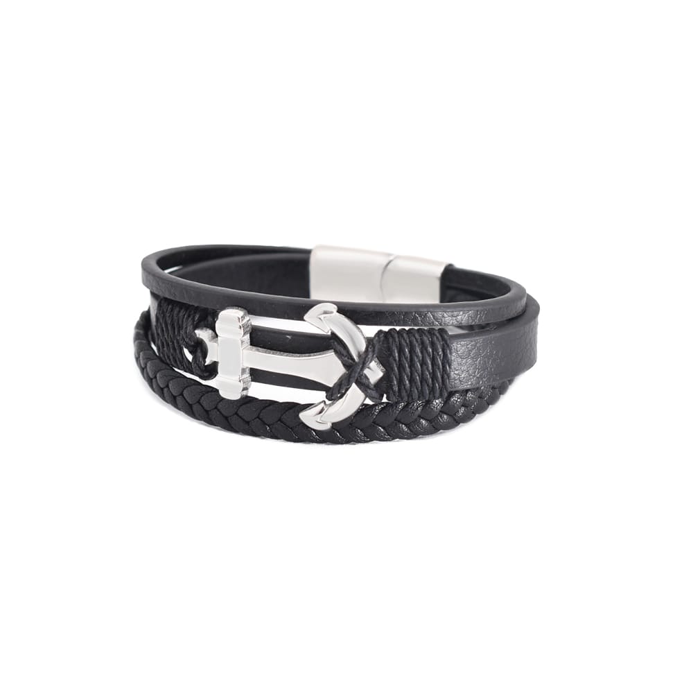 Bratara-barbati-piele-naturala-negru-Summer