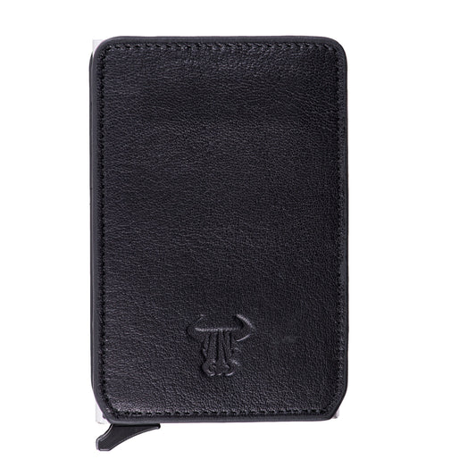 Pánske puzdro na karty z pravej kože čierne Master Slide, ochrana RFID