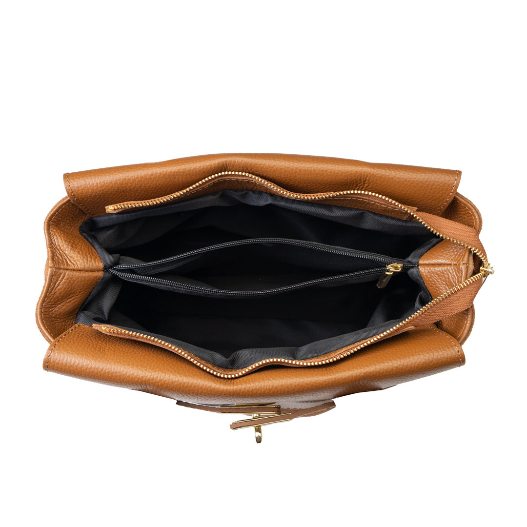 Bolso de mujer de cuero natural marrón Mira
