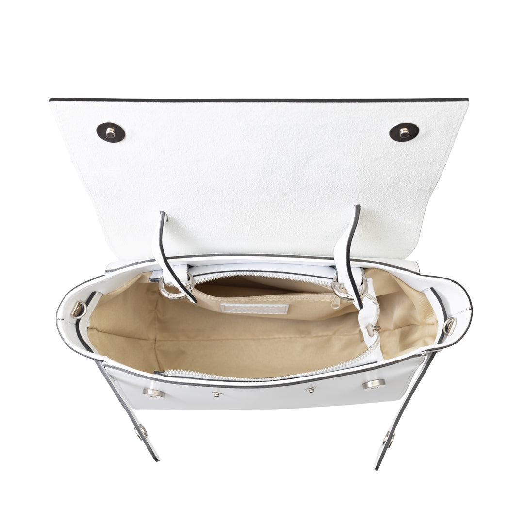 Sac à main pour femme en cuir véritable blanc Erika