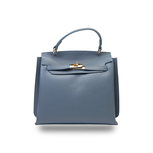 Damenhandtasche aus echtem Leder, blau, Modell Raluca