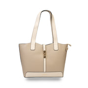 Damenhandtasche aus beigefarbenem Taupe-Nappaleder Sorina