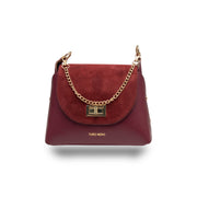 Women's bag made of natural suede leather, burgundy Raisa