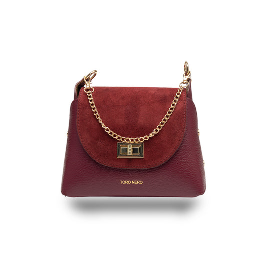 Damenhandtasche aus Naturwildleder, Bordeaux Raisa