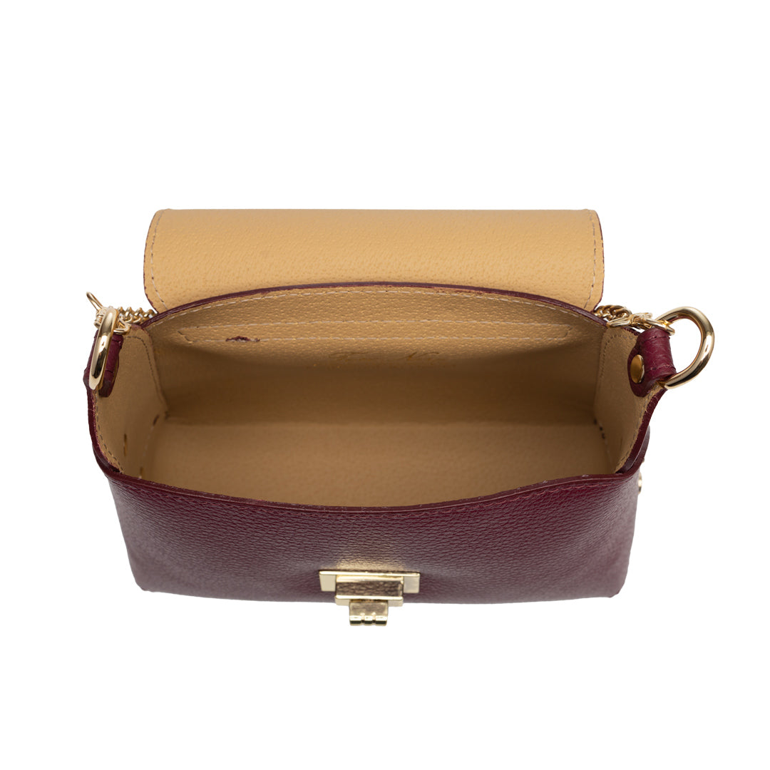 Women's bag made of natural suede leather, burgundy Raisa