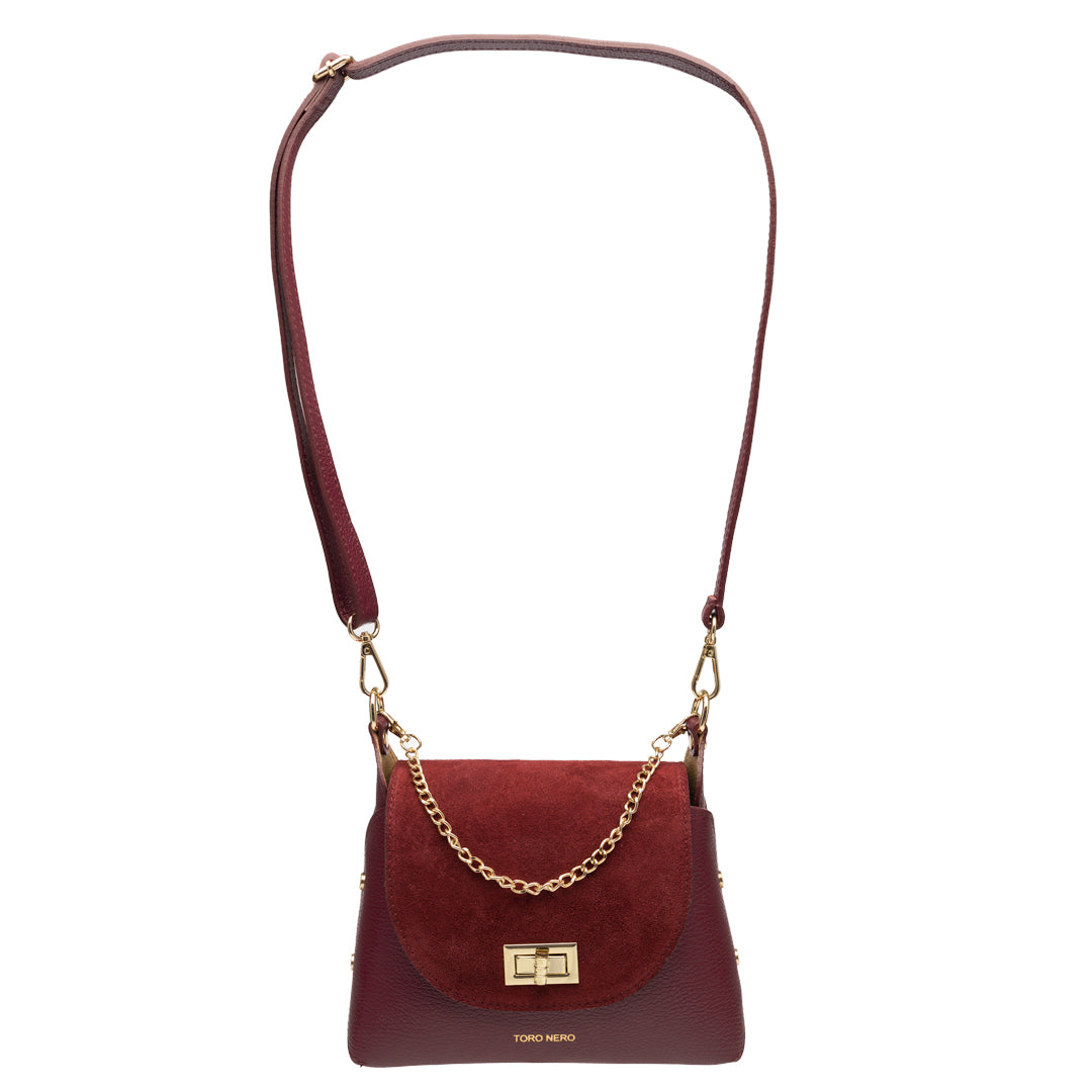 Women's bag made of natural suede leather, burgundy Raisa