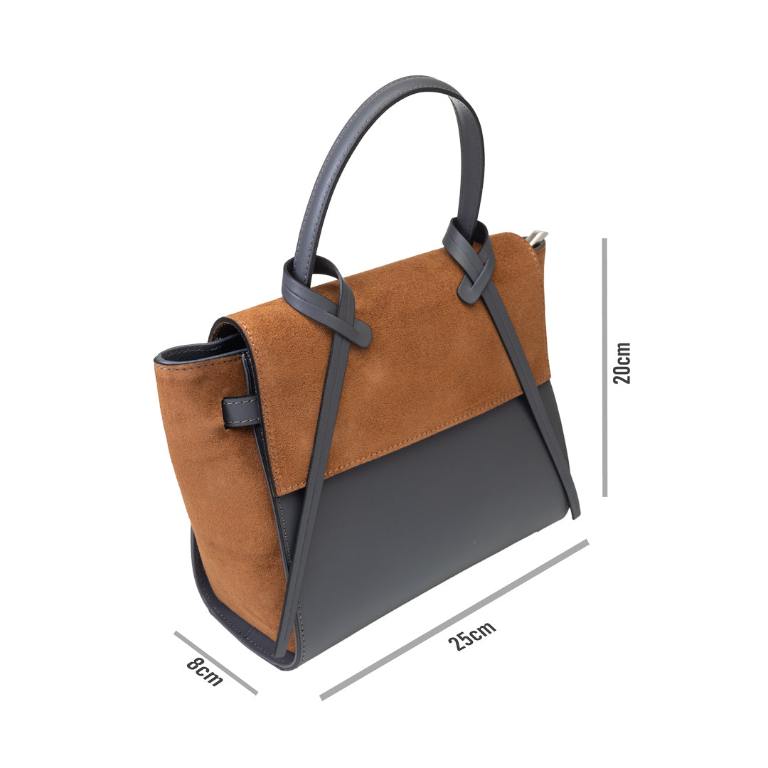 Dámska kabelka z pravej kože Erika, hnedo-sivá