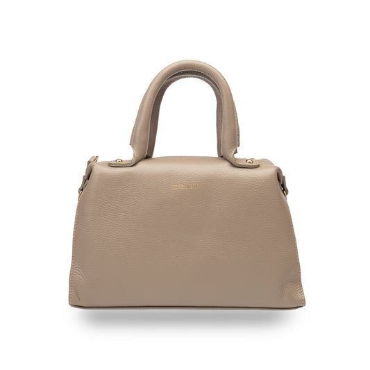 Geanta dama din piele naturala taupe inchis Nicoleta