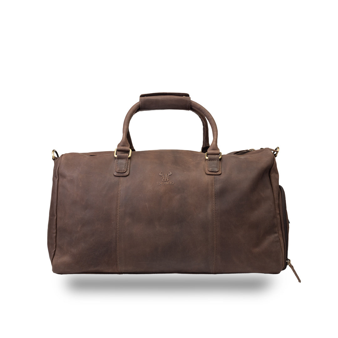 Cestovná/fitness taška z pravej kože, tmavohnedá Travel Bag