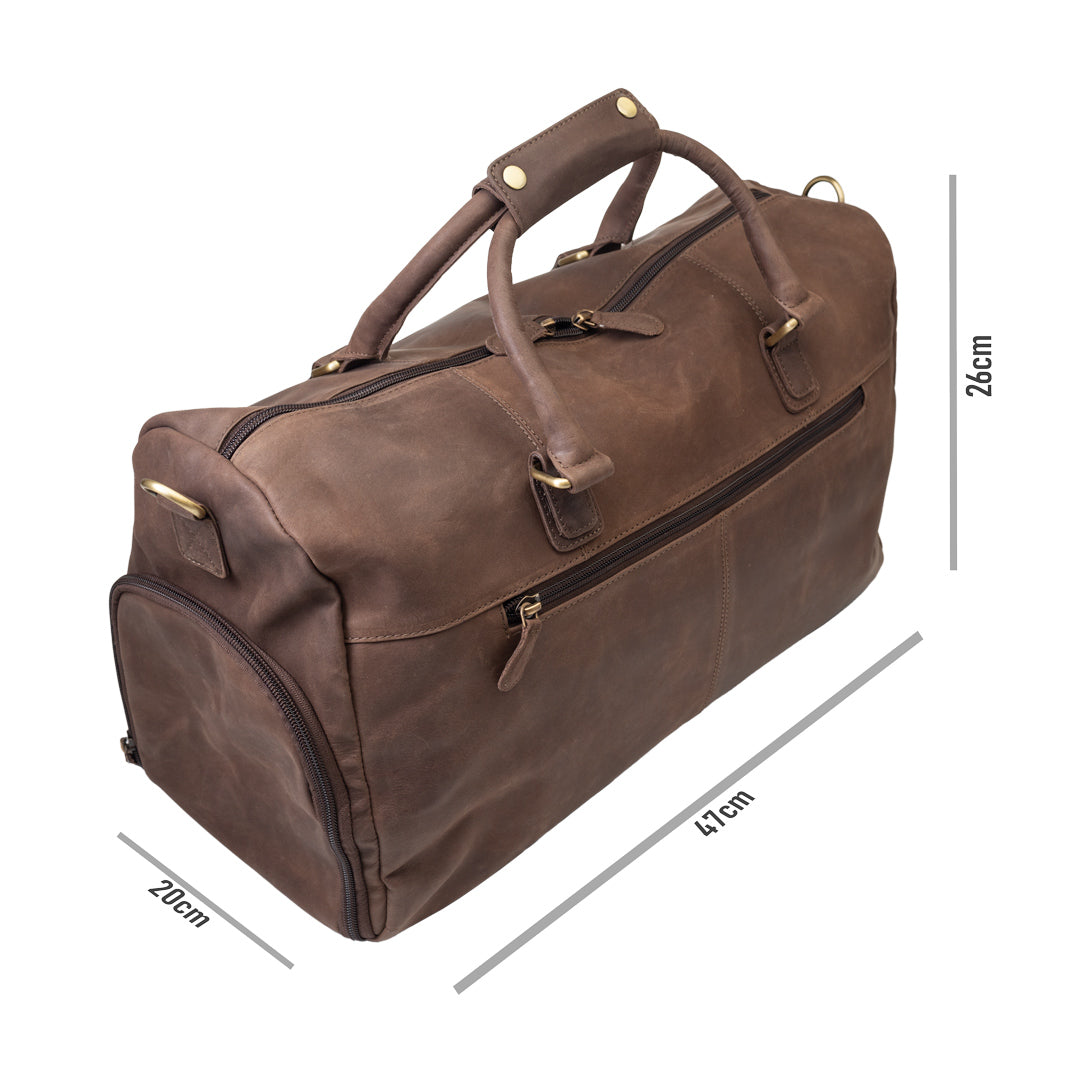 Cestovná/fitness taška z pravej kože, tmavohnedá Travel Bag