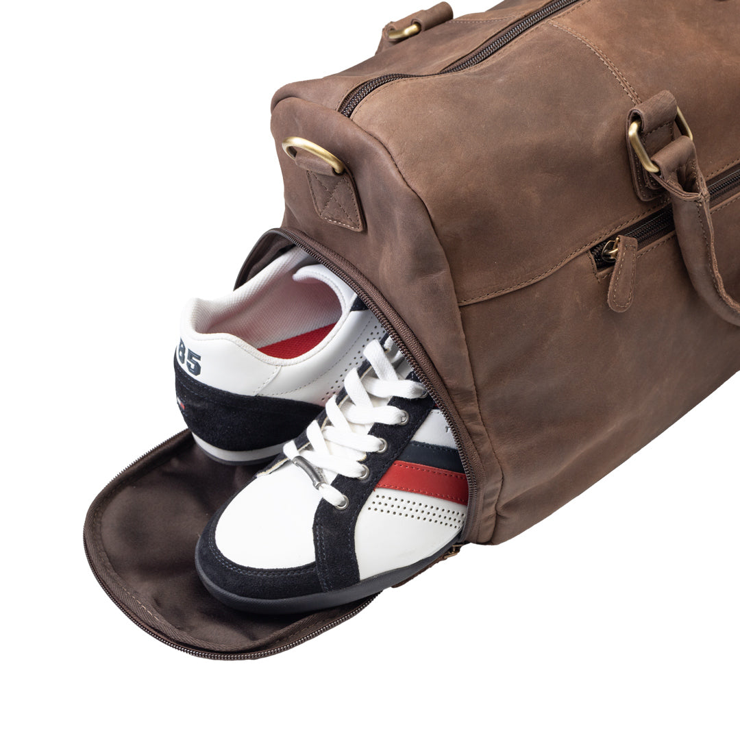 Cestovná/fitness taška z pravej kože, tmavohnedá Travel Bag