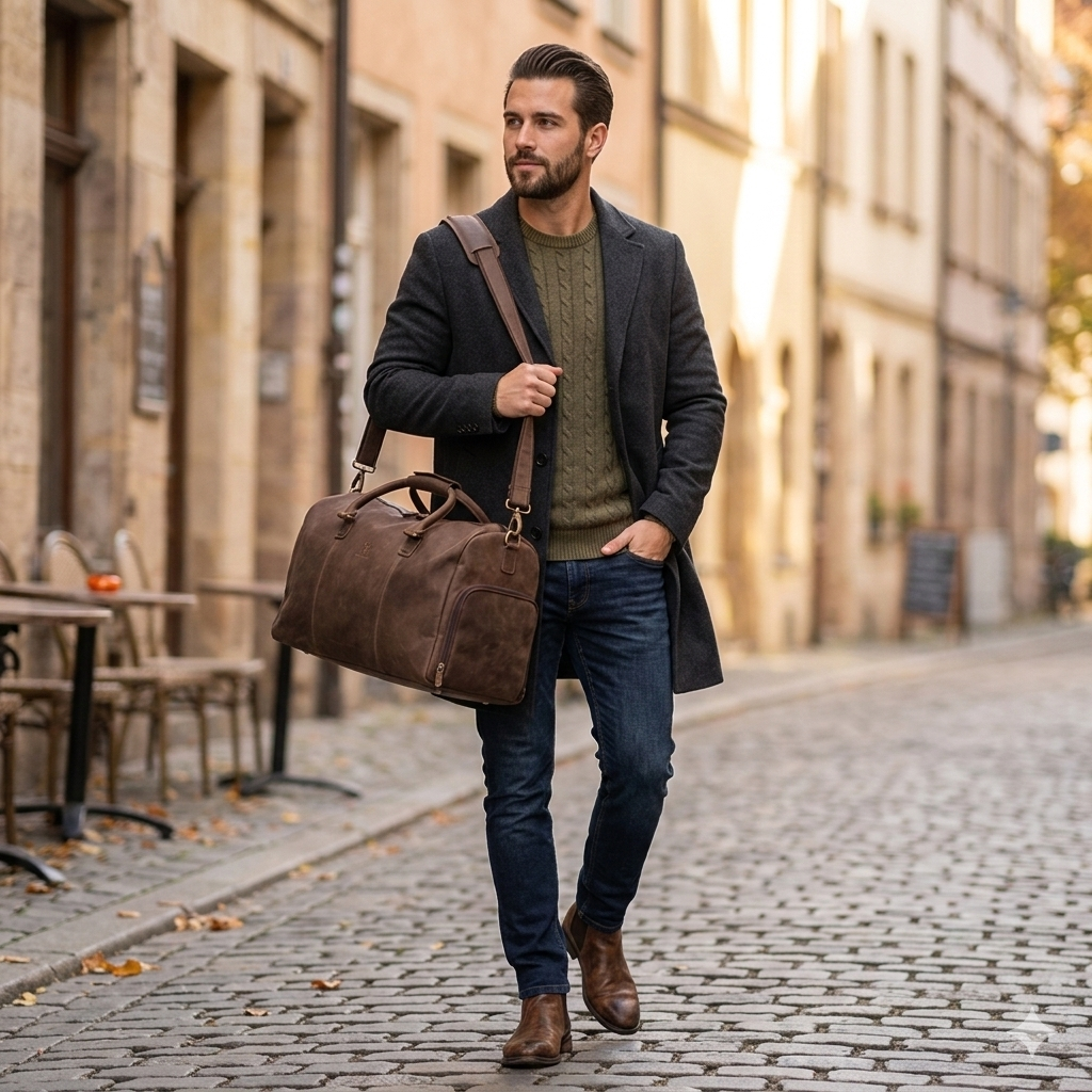 Cestovná/fitness taška z pravej kože, tmavohnedá Travel Bag