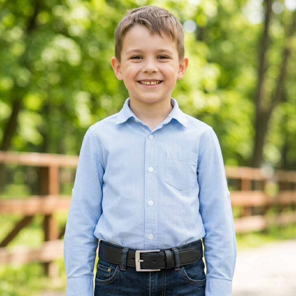 Detský opasok z pravej čiernej kože Slim shady kids