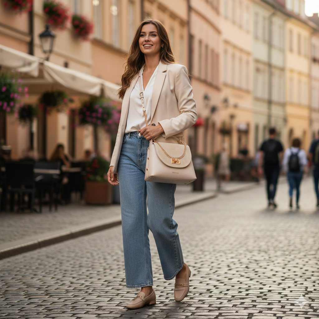 Dámska kabelka z prírodnej brúsenej kože, béžová Raisa