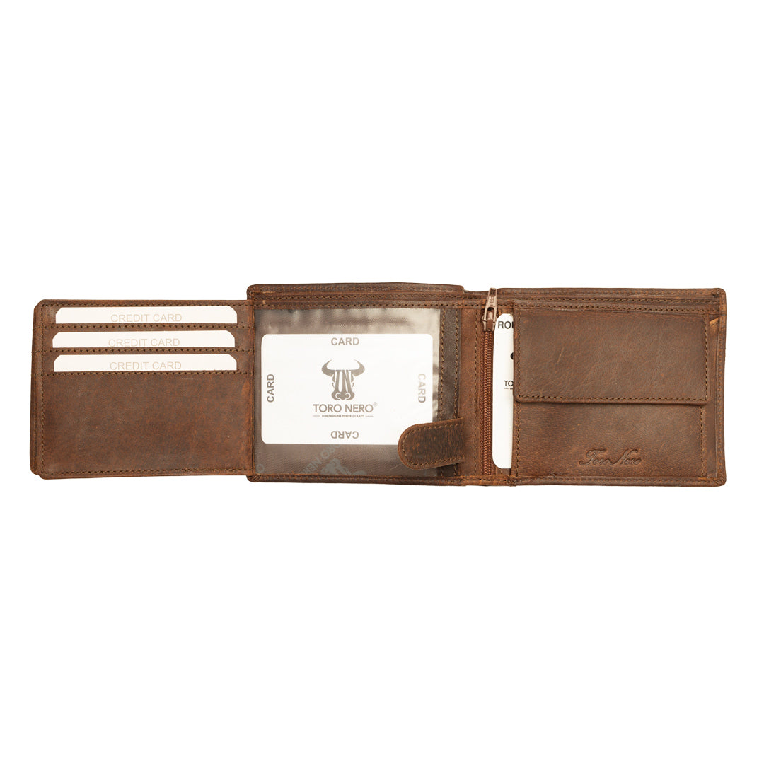 Portofel barbati din piele naturala maro Tir