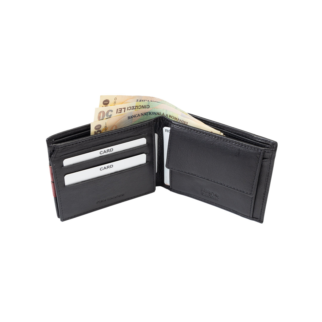Portefeuille homme en cuir véritable noir Carol, protection RFID
