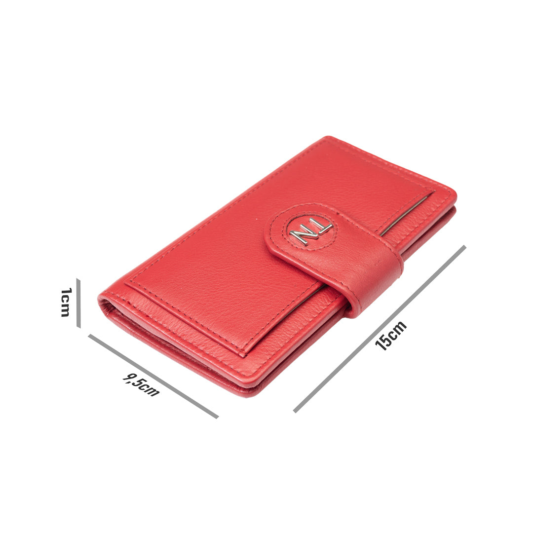 Portefeuille en cuir véritable rouge Mia pour femme, protection RFID