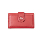 Portefeuille en cuir véritable rouge Mia pour femme, protection RFID