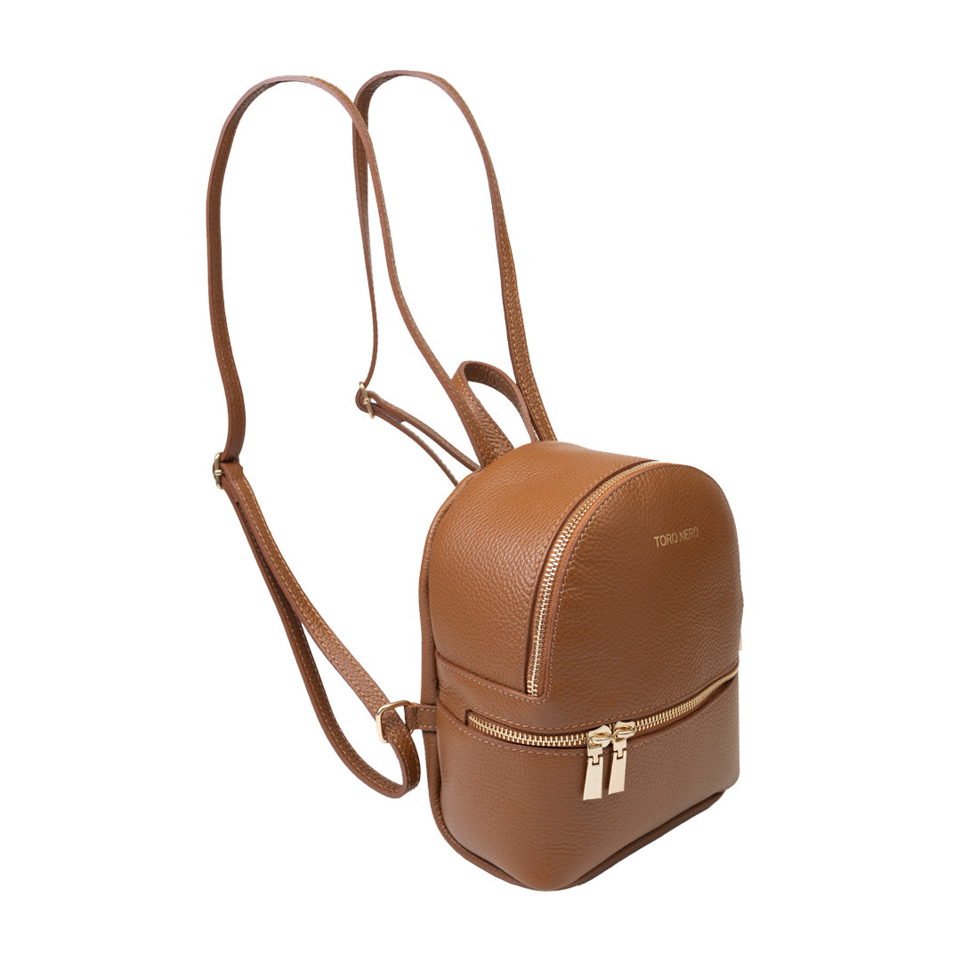 Sac à dos femme en cuir véritable marron Teen Spirit