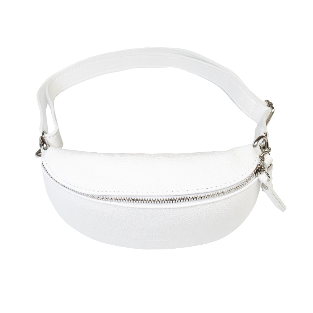 Riñonera de mujer de piel natural blanca Waist Glam