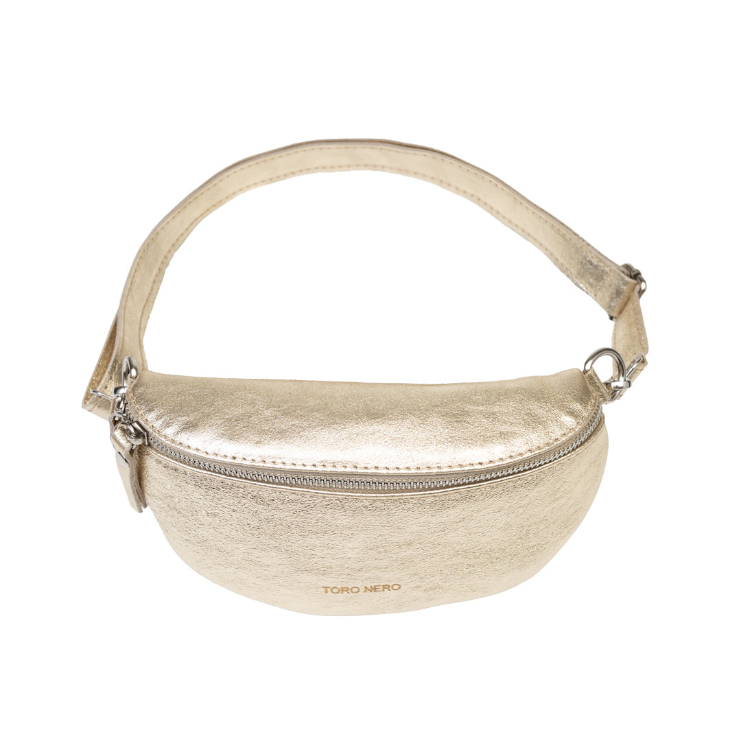 Marsupio da donna in vera pelle oro Waist Glam