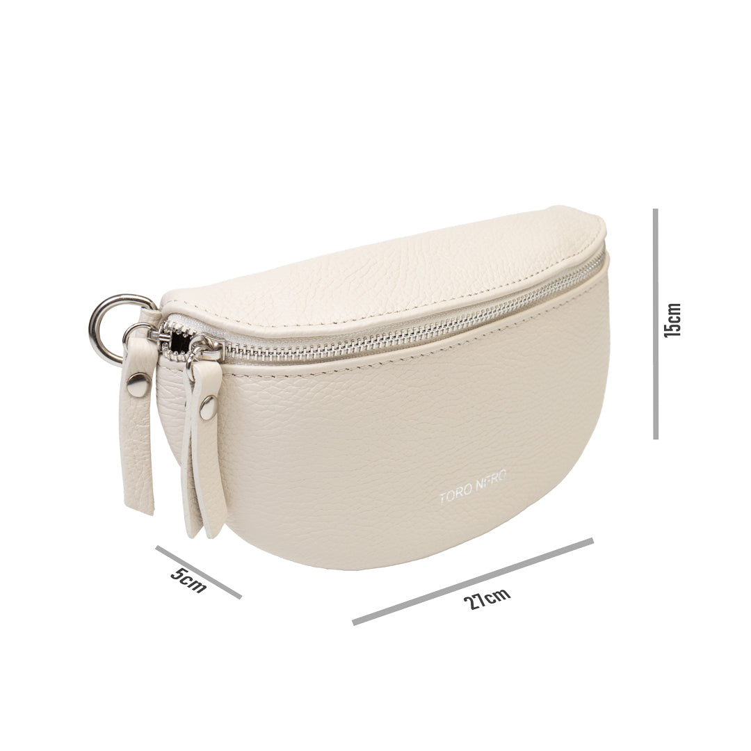 Damska saszetka ze skóry naturalnej w kolorze beżowym Waist Glam