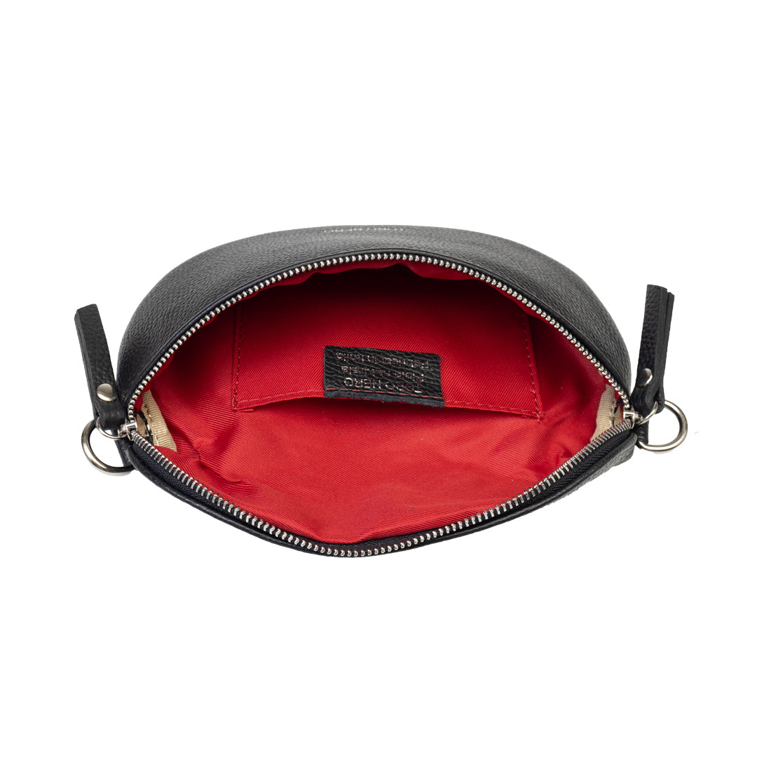 Pochette femme en cuir naturel noir Waist Glam
