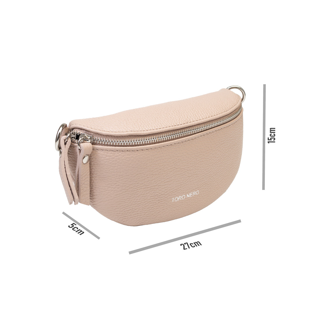 Damska saszetka ze skóry naturalnej w kolorze jasnoróżowym Waist Glam