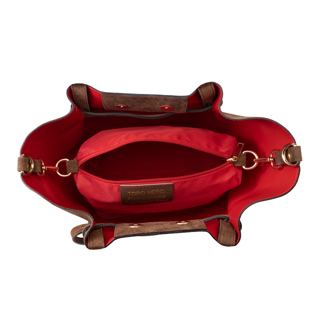 Sac à main pour femme en cuir suédé naturel marron Loretta