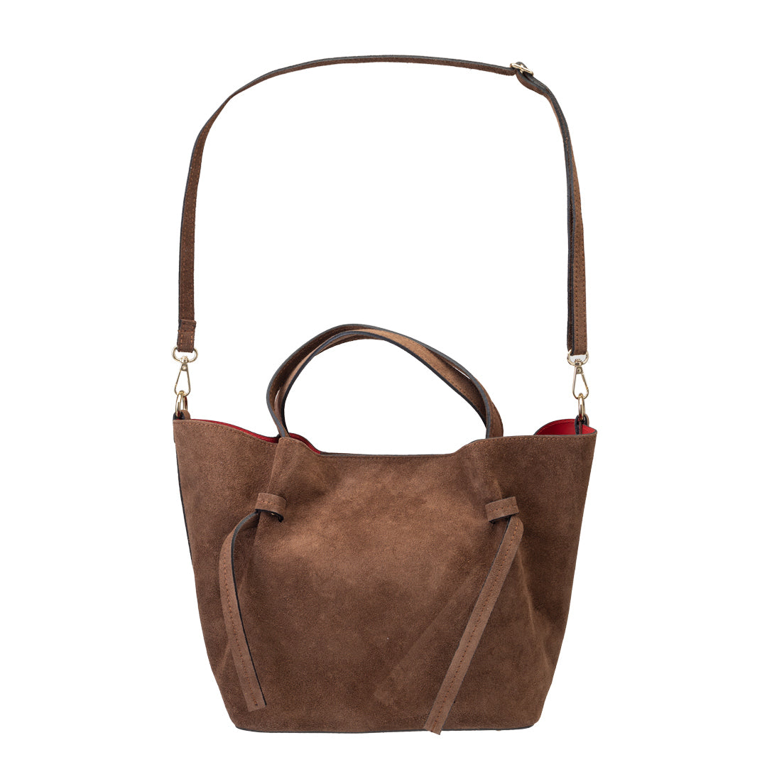 Sac à main pour femme en cuir suédé naturel marron Loretta