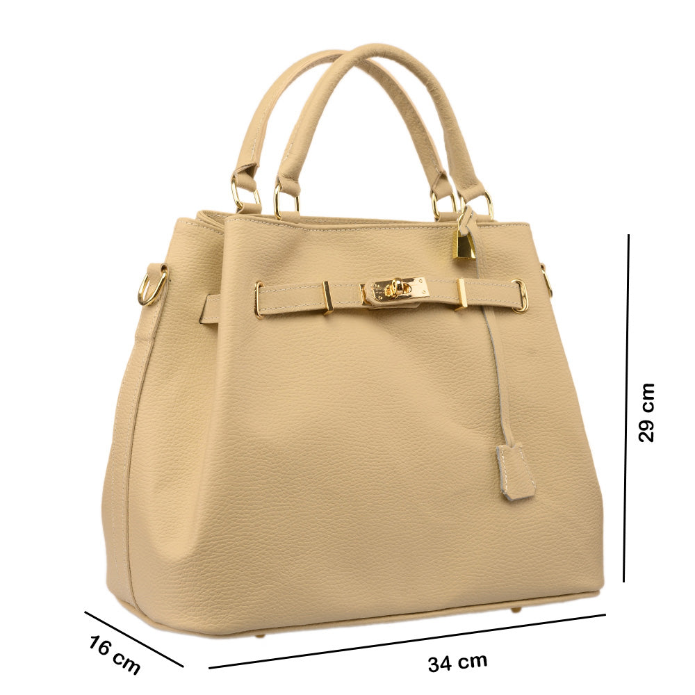 Bolso de mujer de piel natural beige Odyssey