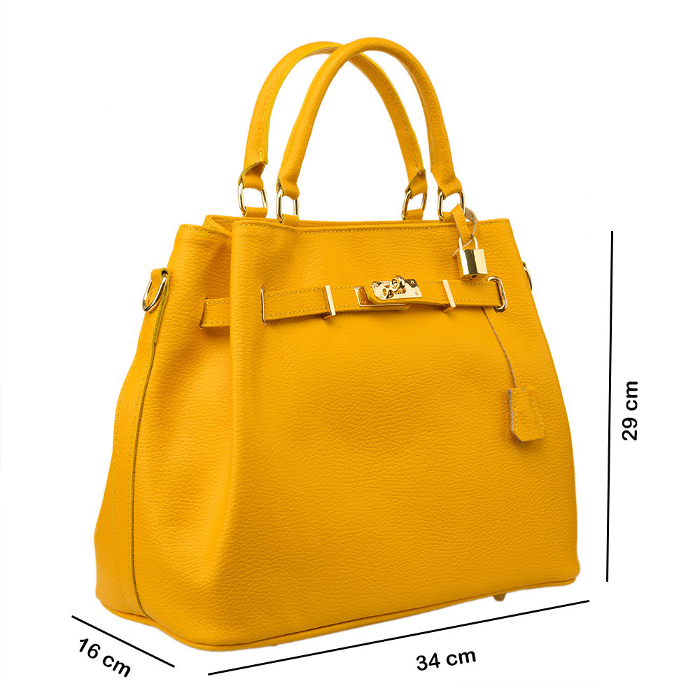 Damenhandtasche aus echtem Leder, gelb Odyssey